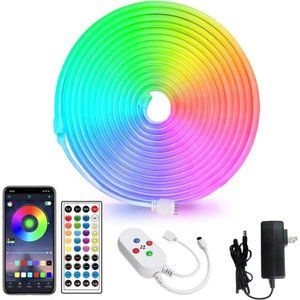 16.4ft LED neon Lights with Remote APP Control IP65 Waterproof Flexible